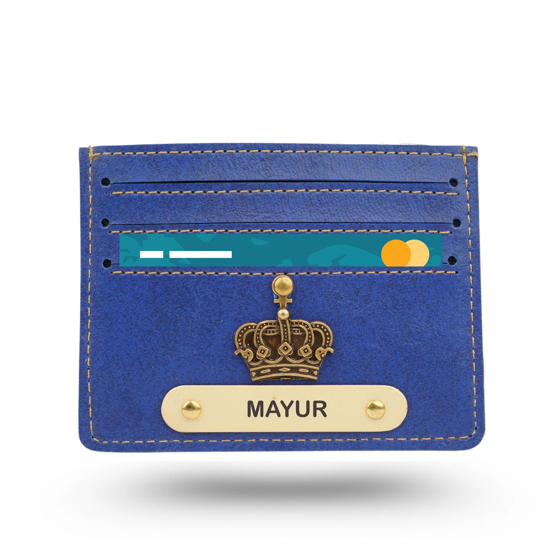 Classy Leather Customised Unisex Card Wallet - Royal Blue