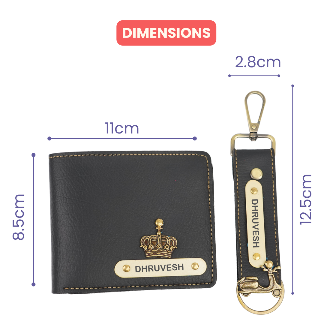 Personalized Nexon Leather Men's Combo (2 pcs) - Black