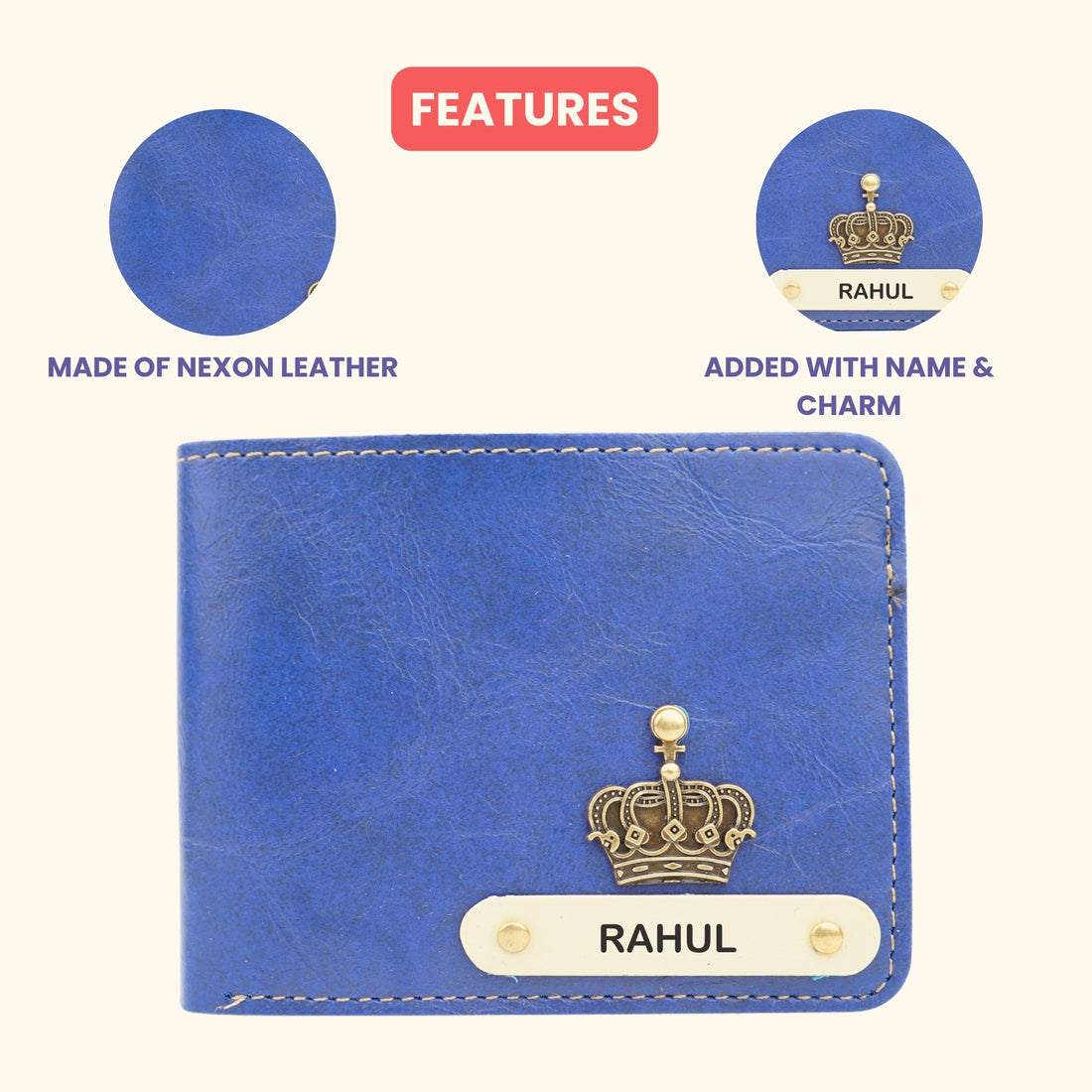 Nexon Leather Personalized Men's Wallet - Royal Blue