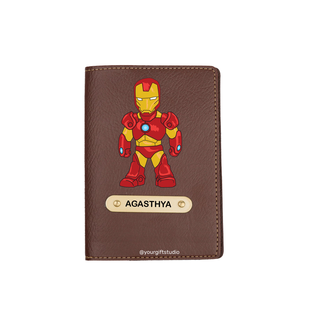 Iron Man Print Personalised Nexon Passport Cover - Tan