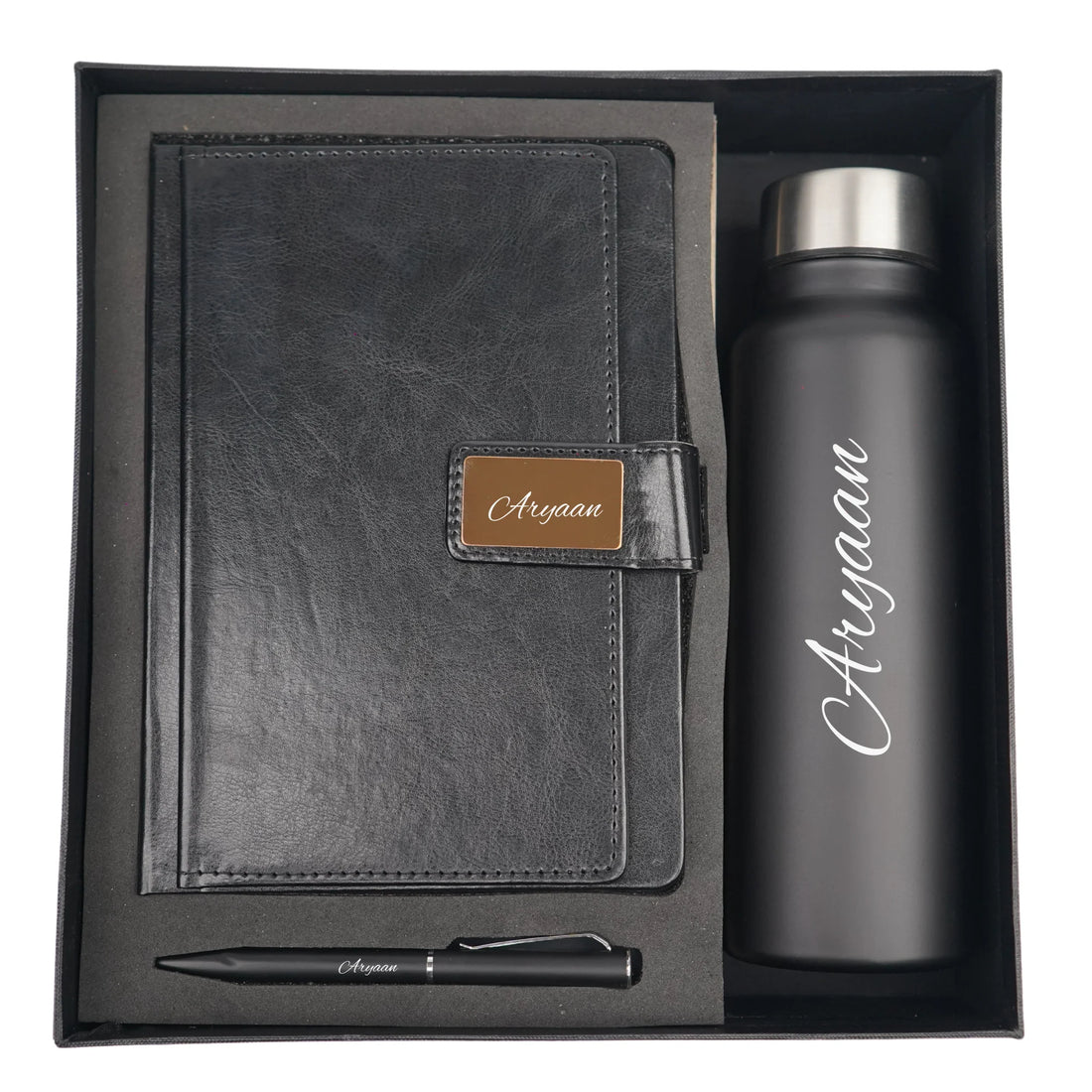Classy Executive Diary + Classic Metal Pen + Classic Smart Bottle  - Black