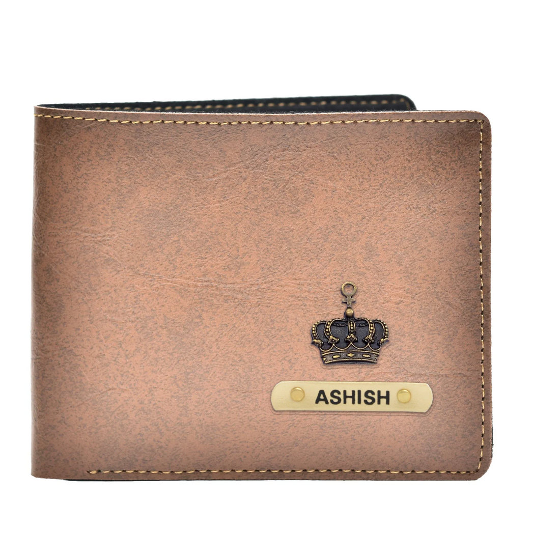 Premium Quality Faux Leather Personalized Men's Wallet with name and charm