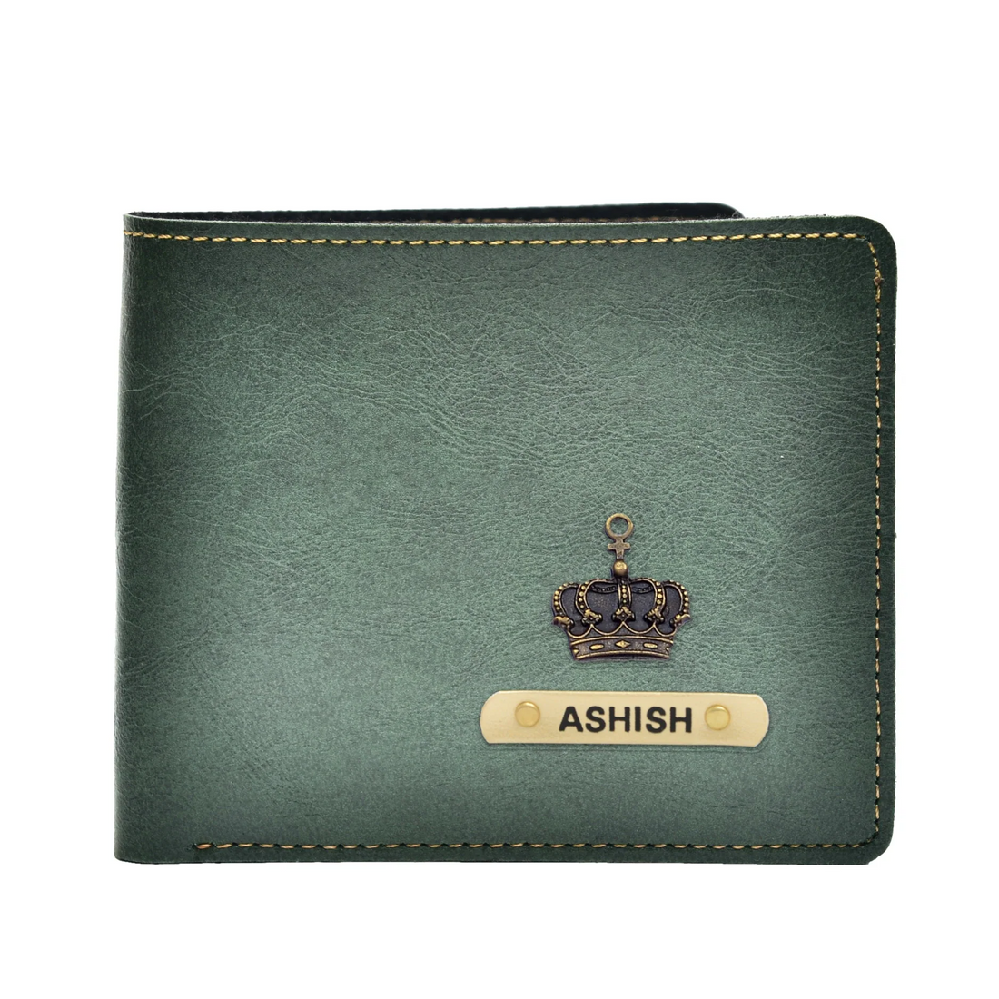 Premium Quality Faux Leather Personalized Men's Wallet with name and charm