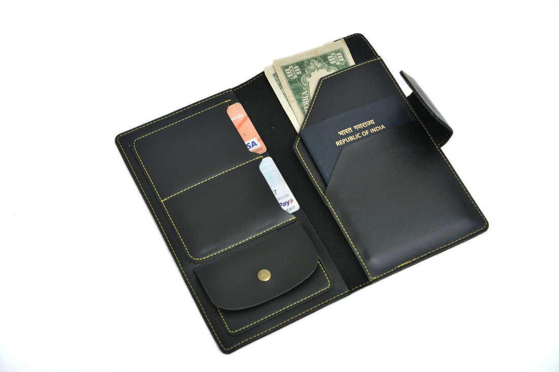 customized vegan leather travel wallet with name and charm unisex passport holder