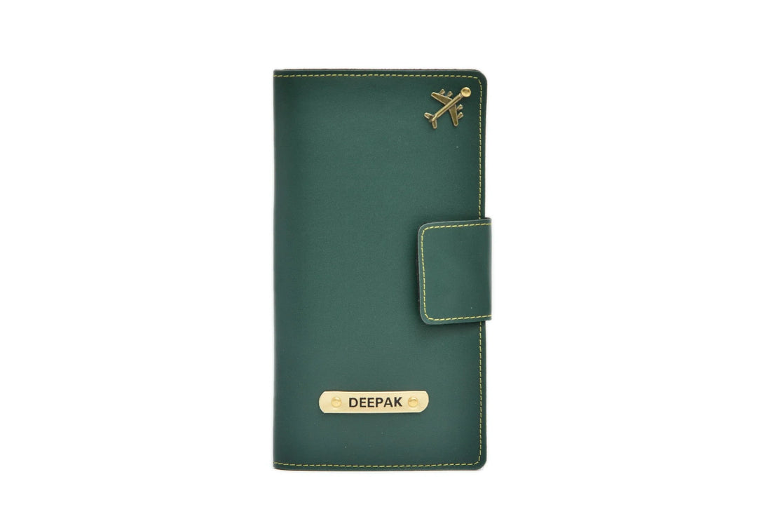 customized vegan leather travel wallet with name and charm unisex passport holder